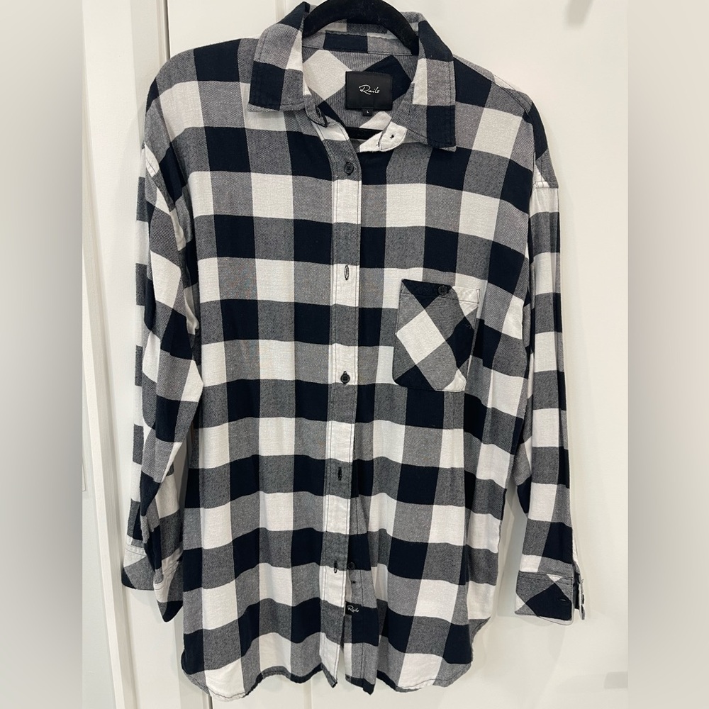 Rails black and white flannel blouse